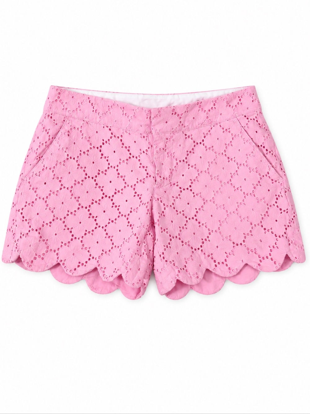 Lilly Pulitzer The Buttercup Pink Floral Eyelet Scallop Shorts Size 2 Preppy Lux